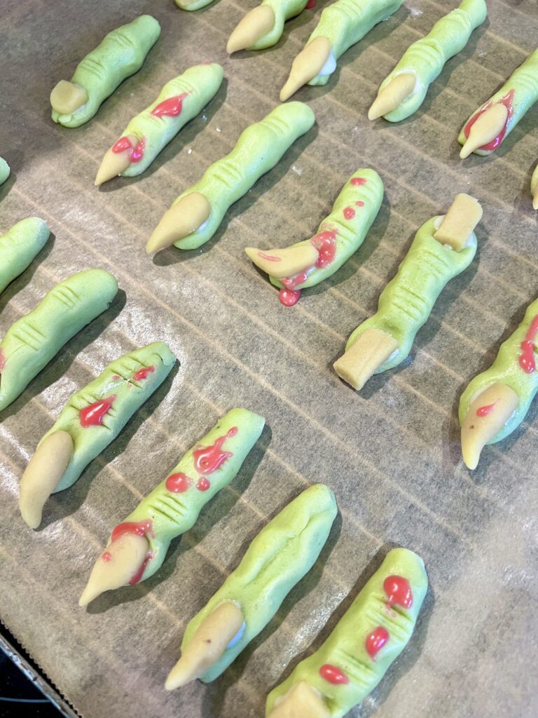 Halloween Snack, spooky finger, baking, marzipan, creative